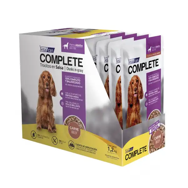 Alimento Húmedo Vitalcan Complete Trocitos en Salsa Carne Perro Adult 340 g