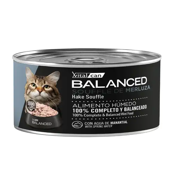 Alimento Húmedo Vitalcan Balanced Souffle de Merluza Gato Senior 85 g