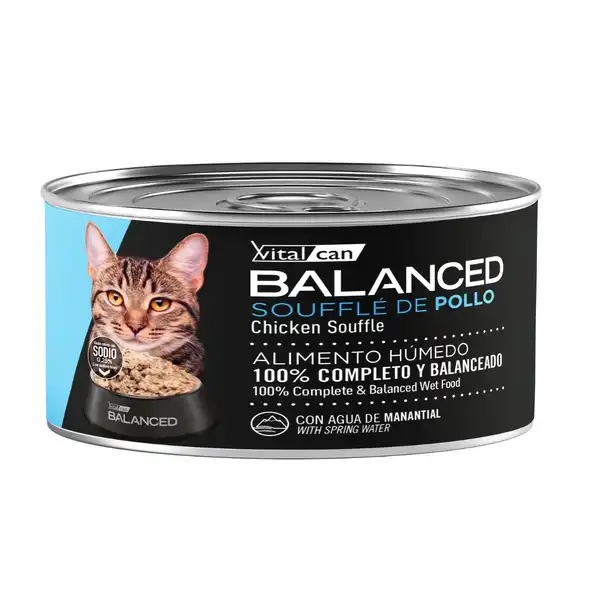 Alimento Húmedo Vitalcan Balanced Souffle de Pollo Gato Adulto 85 g