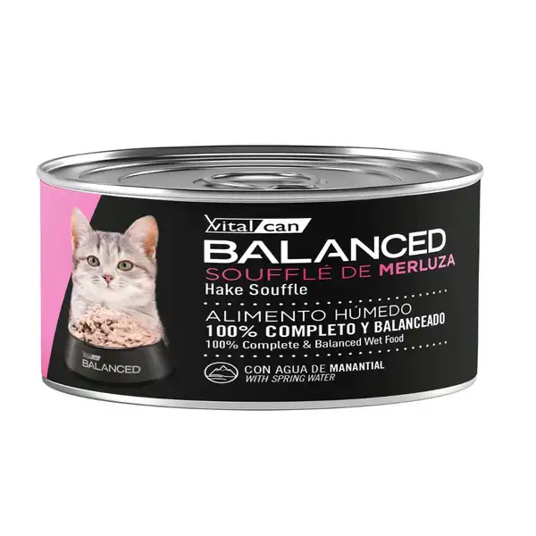 Alimento Húmedo Vitalcan Balanced Souffle de Merluza Gato Cachorro 85 g