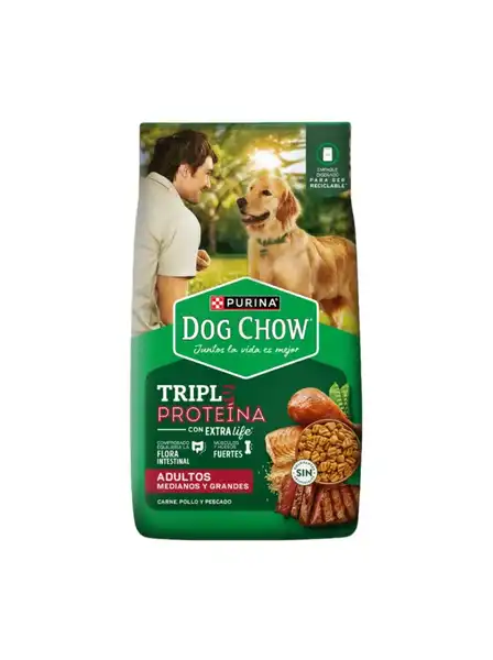 DOGCHOW ADULTOS MEDIANAS Y GRANDES TRIPLE PROTEINA 8KG